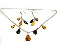 Amber Fire Necklace and Earrings Set