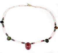 Multi Colored Tourmaline and Rose Quartz Necklace